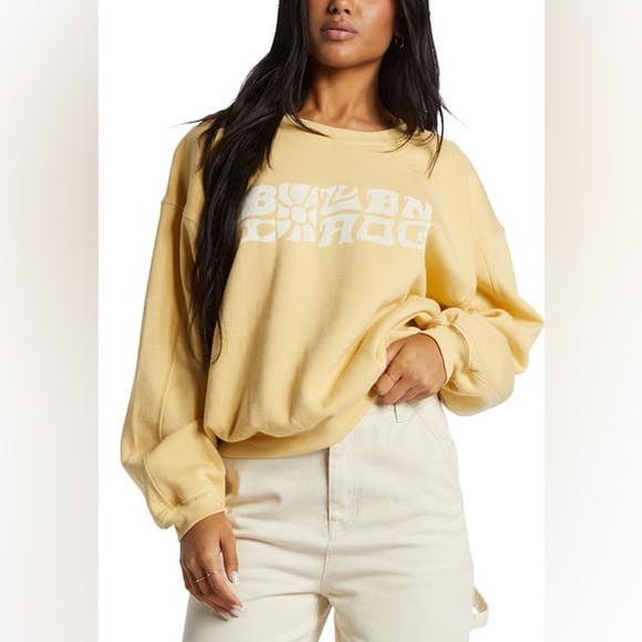 Billabong Yellow/White Twisties Kendall Graphic Cotton Blend Crewneck Sweatshirt - Picture 5 of 11